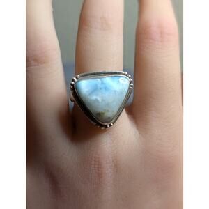 Vintage Southwest 925 Sterling Silver & Blue Larimar Trillion Ring-Sz 6.5